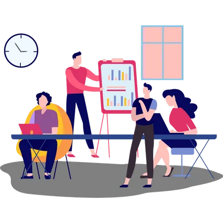 Business employees working in office  Illustration