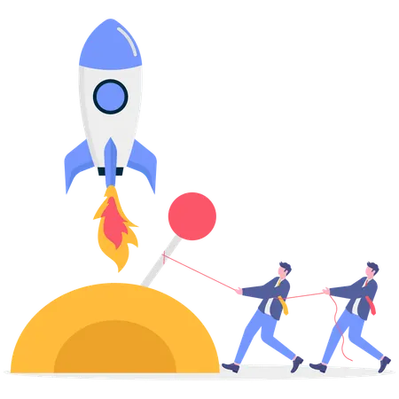 Business entrepreneur working on startup launch  Illustration