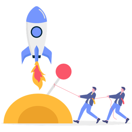 Business entrepreneur working on startup launch  Illustration