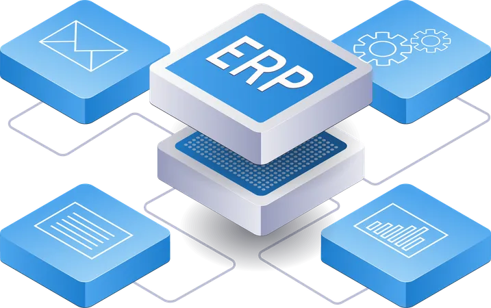 Business ERP development network  イラスト