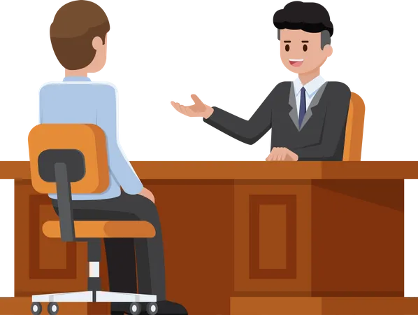 Business Executive Talking With His Employee At The Office Illustration
