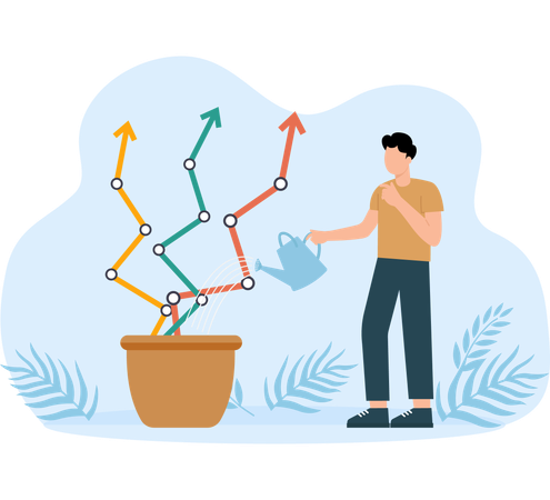 Business expansion through investment profit growth  Illustration