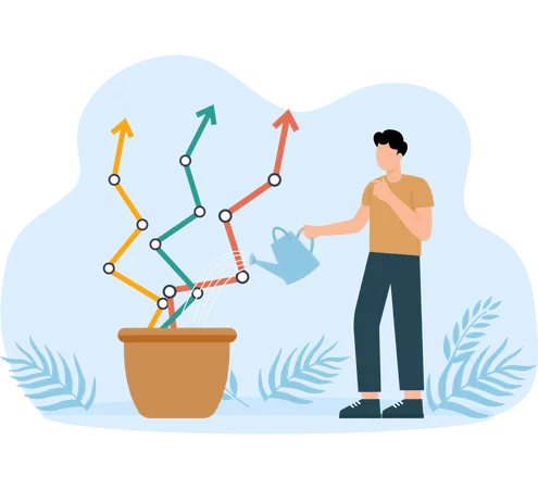 Business expansion through investment profit growth  Illustration
