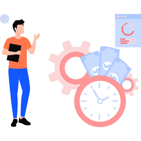 Business expert is working on time management  Illustration