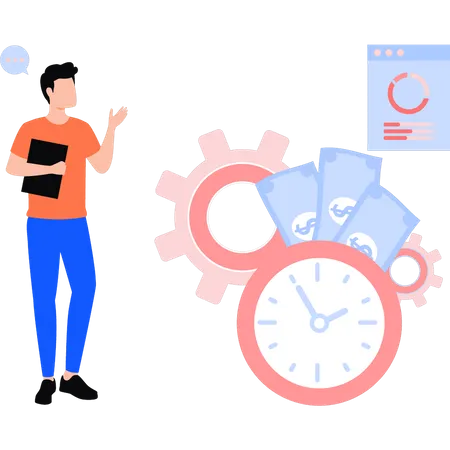 Business expert is working on time management  Illustration