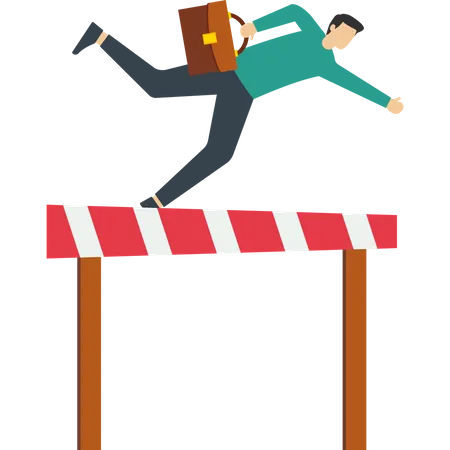 Failed Businessman Failed To Jump Over Hurdles And Fell To The Ground Business Failure Underperforming Employee Problem Or Concept Mistakes Or Unable To Overcome Difficulties Or Obstacles Illustration