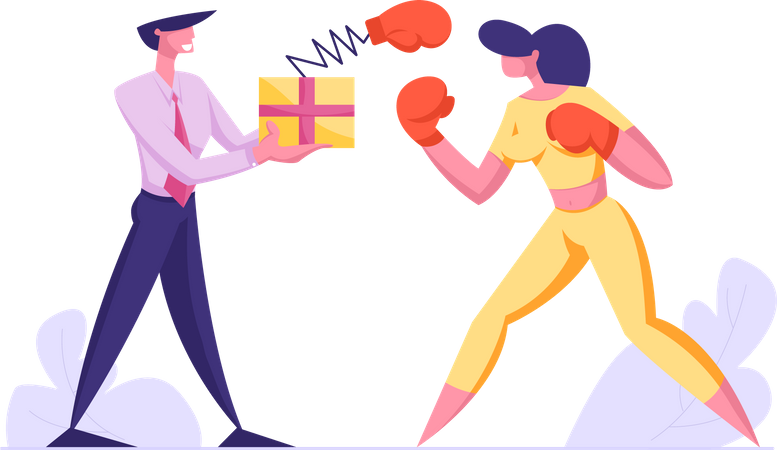Business fight between employees Illustration
