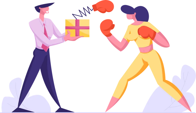 Business fight between employees Illustration
