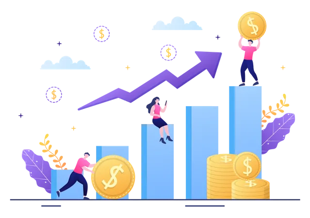 Investment Financial Success Freedom Flat Vector Illustration Business People Increasing Capital And Profits By Managing Finances Well Or Saving Coin Illustration