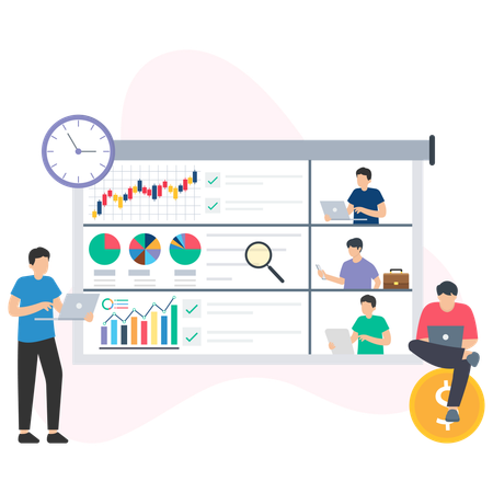 Business finance team working together  Illustration