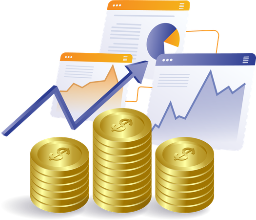 Business financial development analysis data screen  Illustration