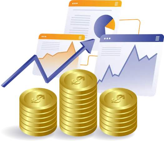 Business financial development analysis data screen  Illustration