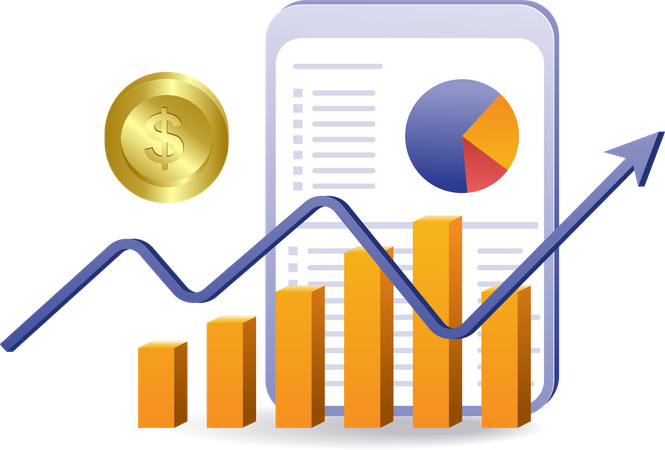 Business financial development analysis data screen  Illustration