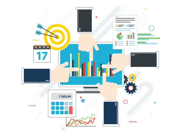 Business financial investment analysis  Illustration