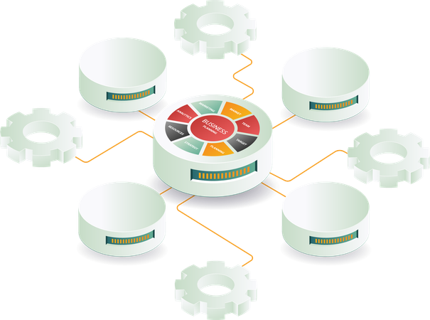 Business financial mechanism network  Illustration