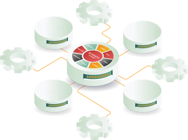 Business financial mechanism network  Illustration