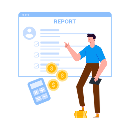 Business Financial Report Overview with Key Insights  Illustration