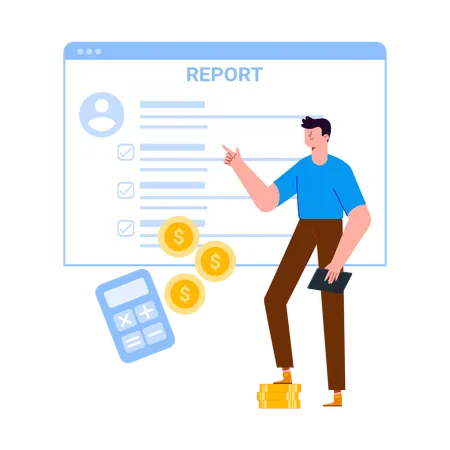 Business Financial Report Overview with Key Insights  Illustration