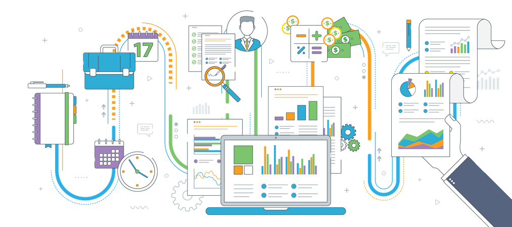 Business financial statistics  Illustration