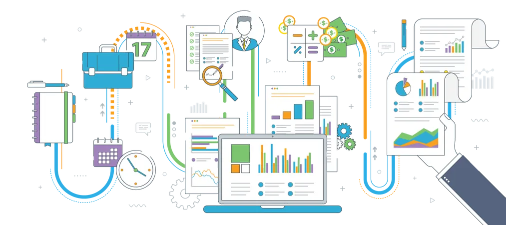 Business financial statistics  Illustration