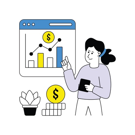 Business Financier doing data analysis  Illustration