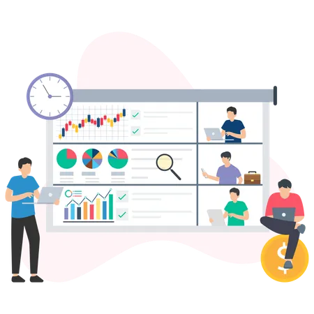 Geschäftsfinanzteam arbeitet zusammen  Illustration