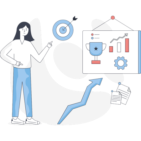 Business girl achieving goal  Illustration
