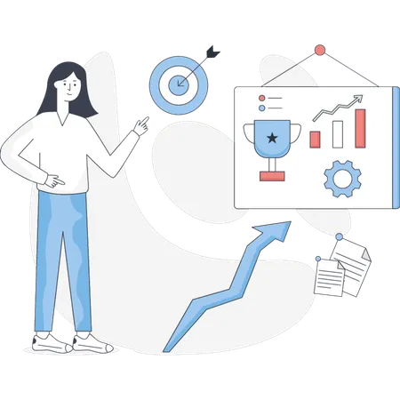 Business girl achieving goal  Illustration