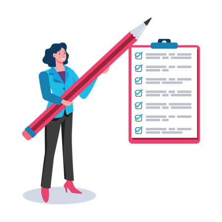 Business girl making business schedule  Illustration