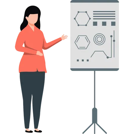 Business girl showing business strategy chat  Illustration