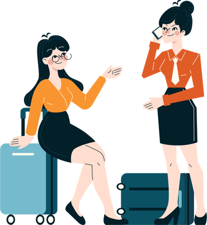 Business girls talking on mobile  Illustration