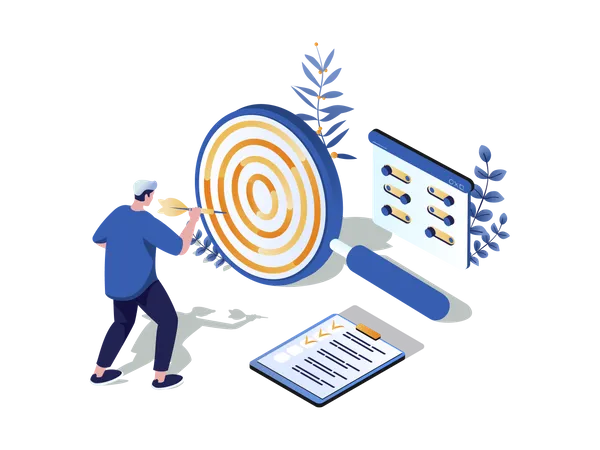 Setting Goals Concept 3 D Isometric Web Scene People Create Strategy And Planning Tasks Making To Do List Targeting And Achieving Different Goals Vector Illustration In Isometry Graphic Design Illustration