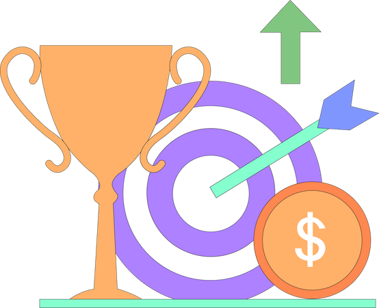 Business Goal with Business Trophy  Illustration