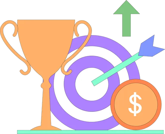 Business Goal with Business Trophy  Illustration