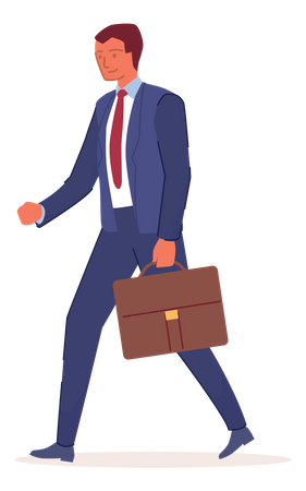 Business going to office with holding suitcase  Illustration