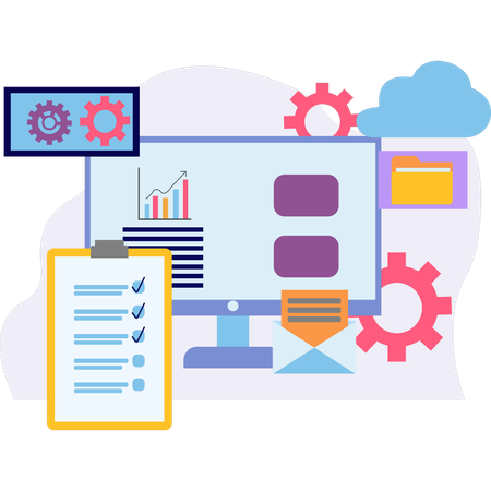 Business Graph On Monitor  Illustration