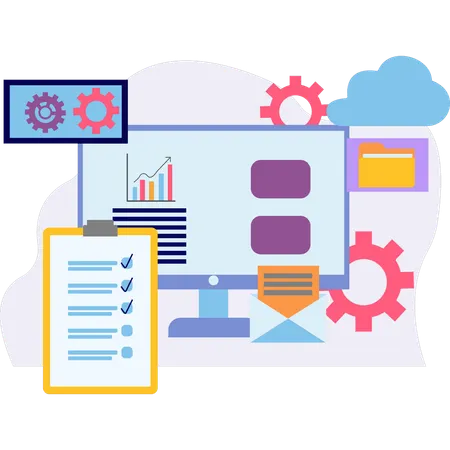 Business Graph On Monitor  Illustration