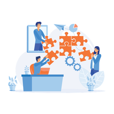 Business group working for solving business challenges  Illustration