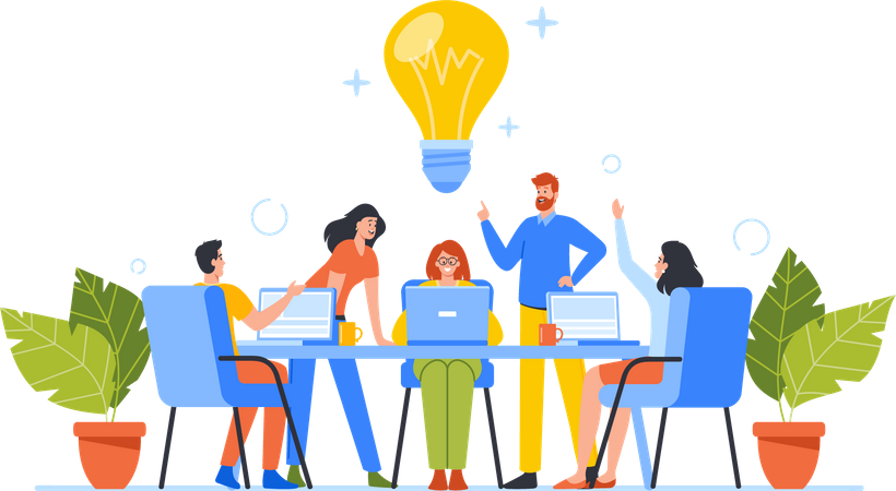 Business Group Working Together Developing Creative Ideas  イラスト