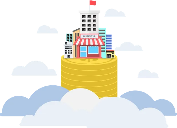 Business growing on dollar coins Illustration