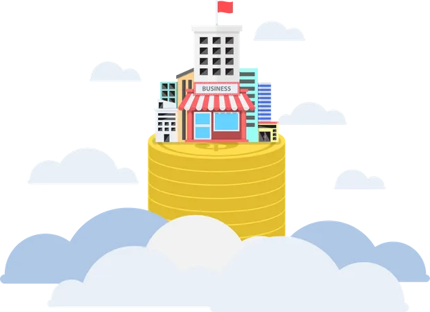 Business growing on dollar coins  Illustration