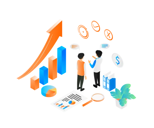 Isometric Style Illustration Of Business Data Analysis Results Presentation Illustration