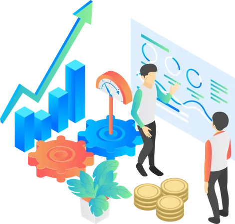 Isometric Style Illustration Of Business Growth Booster Illustration