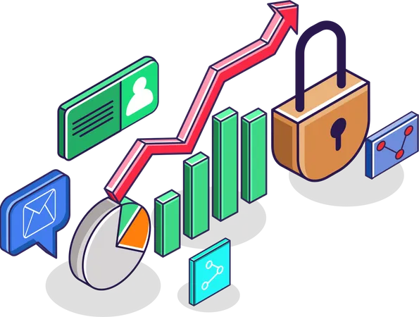 Investment Business Analyst Data Security Illustration