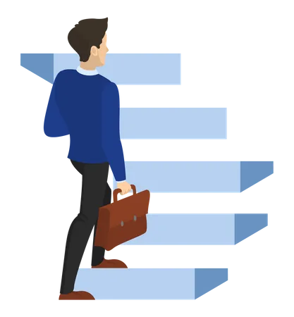 Man Walking Up The Stairs Idea Of Growth And Progress Climb To Successful Life Isolated Flat Vector Illustration Illustration