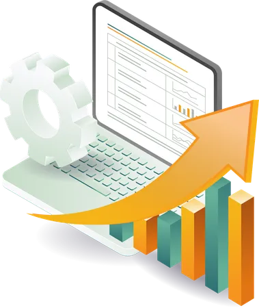 Business growth analysis and process management  Illustration