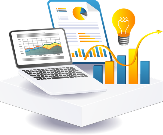 Business growth analysis data computer  Illustration