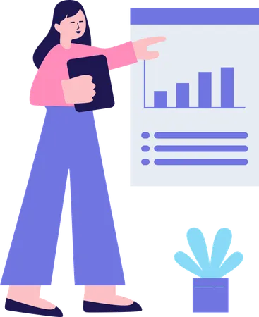 Business Growth analysis done by businesswoman  Illustration