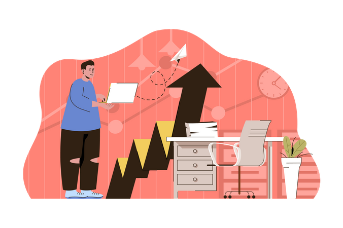 Business growth by email marketing  Illustration