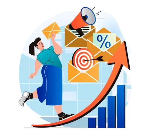Business growth by mail marketing  Illustration